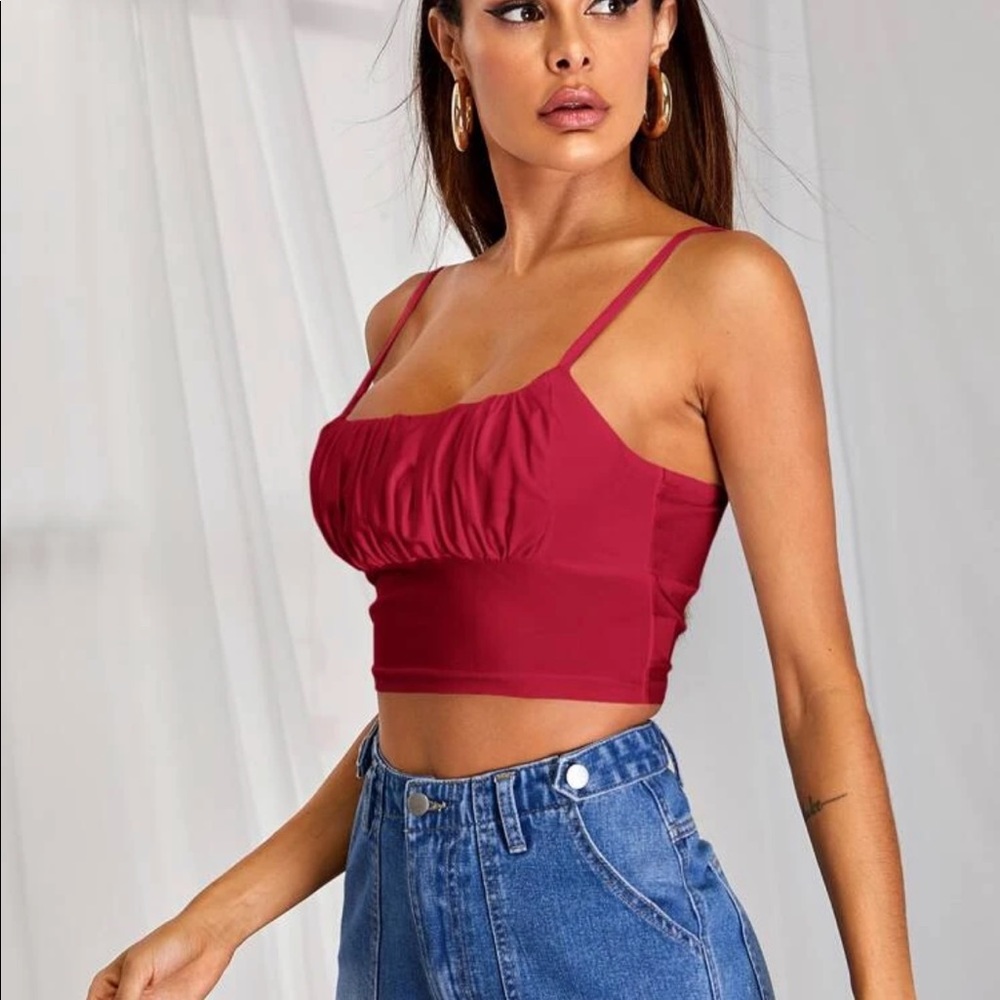 Ruched Bust Cami Top Satin